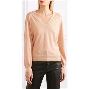 RAG & BONE Kento Blush Pink VNeck Pima Cotton Knit Sweater Womens XS Pullover